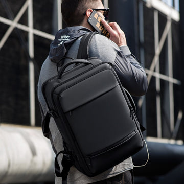 Business Travel Backpack for Men 38L  Expandable Travel Backpacking USB Charging Waterproof Bag